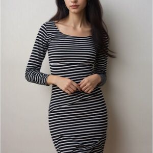 Vince Camuto long sleeve striped midi dress